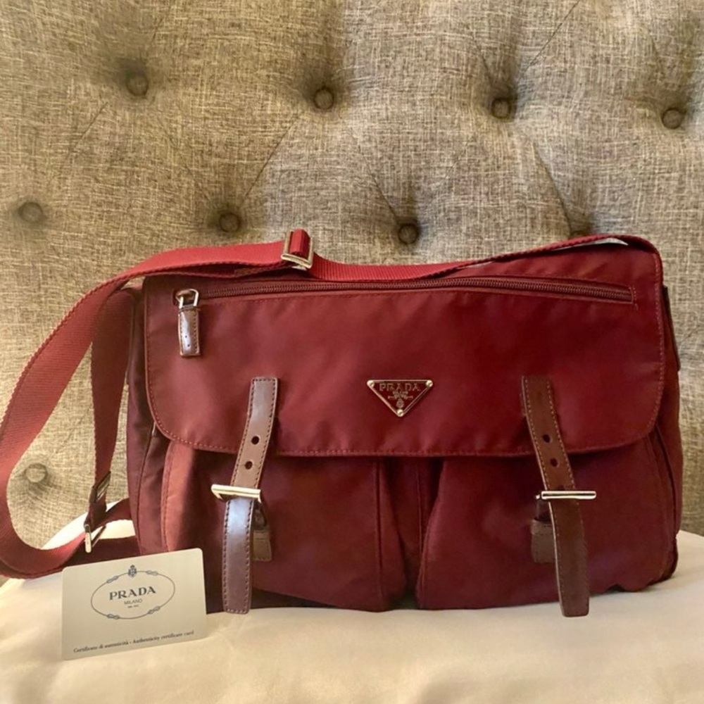 PRADA BT1738 VELA SPORT Nylon Messenger bag Granato with original dustbag &card - Picture 2 of 12